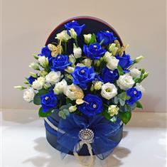 Blue rose hat box