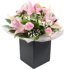 Pink Lily &amp; Rose Gift Box Bouquet
