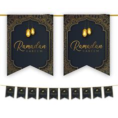 Ramadan Black &amp; Gold Bunting Banner