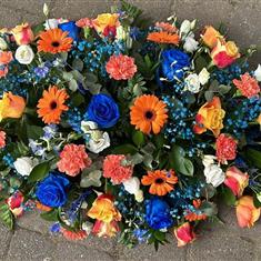 Orange &amp; Blue Casket Spray