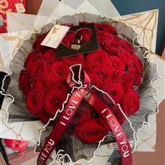 50 Roses with Organza and Luxury Wrap