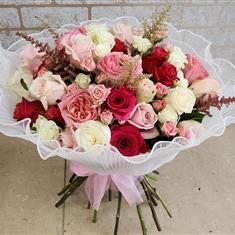 Unique Rose Arrangement, organza wrap